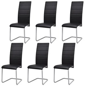 Cadeiras de jantar cantilever 6 pcs couro artificial preto