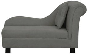 Sofá para cães com almofada 83x44x44 cm pelúcia cinzento-escuro