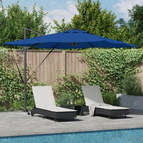 vidaXL Parasol Cantiléver Roma com LEDs em Azul Céu – 286 x 285 x 270 cm, Alumínio.