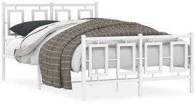 vidaXL Estrutura de cama com cabeceira e pés 120x200 cm metal branco