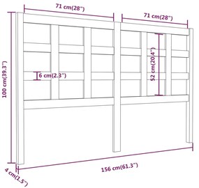 Cabeceira de cama 156x4x100 cm pinho maciço preto