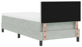 Cama Box Spring vidaXL com Colchão Cinza Claro 90x200 cm Veludo