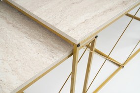 Conjunto de Mesas de Centro Defne – Travertino Dourado – Medidas: 100x