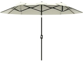 Outsunny Chapéu de Sol Duplo Chapéu de Sol de Jardim com Inclinação de 45° Manivela Estrutura de Aço 285x147x227cm Bege