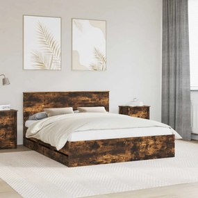 vidaXL Estrutura da Cama com gaveta Carvalho Defumado 160 x 200 cm