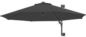 Outsunny Chapéu de Sol de Parede Ø292 cm Giratório 180° com Manivela Barra de Metal e Ventilação Cinzento Escuro