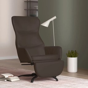 3097453 vidaXL Cadeira de descanso com apoio de pés couro artificial castanho