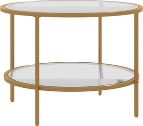 HOMCOM Mesa lateral, design moderno, 2 níveis, Ø60x43H cm, tom dourado | Aosom Portugal