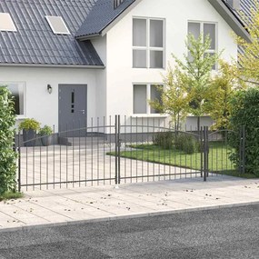 vidaXL Portão de Jardim com Ponta de Lança Cinza 125x500 cm de Aço