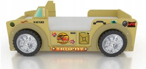 Cama para criança, Carro Jeep Todo o Terreno Safari Com Luzes LED, Oferta colchão e estrado ‎207 x 116 x 76 cm Castanho