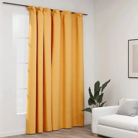 Cortinas opacas aspeto linho com ganchos 290x245 cm amarelo