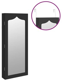Móvel para joias de parede espelhado 37,5x10x90 cm preto