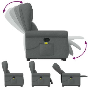 Poltrona elevatória de massagens tecido cinzento-escuro