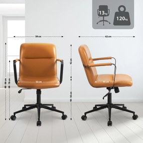 Cadeira de Escritório Hilda Couro Genuíno Castanho