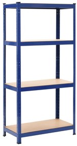 vidaXL Estante 4 prateleiras derivados de madeira/aço azul