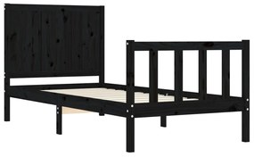 Estrutura de cama com cabeceira 90x200 cm madeira maciça preto