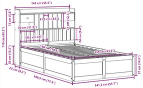 Cama sem colchão 135x190 cm madeira de pinho maciça