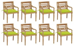 vidaXL Cadeiras Batávia com almofadões 8 pcs madeira de teca maciça