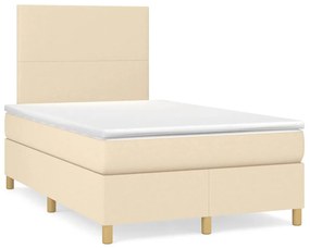 Cama box spring c/ colchão e LED 120x190 cm tecido cor creme