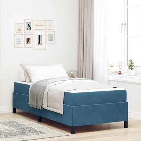 vidaXL Estrutura da Cama Azul Escuro e Branco 90 x 190 cm Veludo