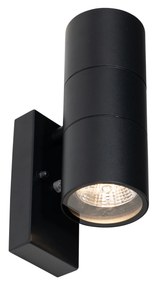 Candeeiro de parede exterior preto AR70 de 2 luzes com sensor claro-escuro - Duo Moderno