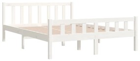 Estrutura de cama casal 135x190 cm madeira maciça branco