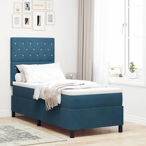 vidaXL Cama Box com colchão Azul Escuro 80 x 200 cm tecido