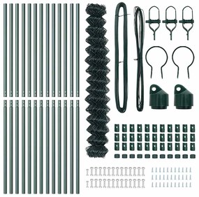 Conjunto de Postes de Cerca Verde 1.6 x 25 m Aço Galvanizado