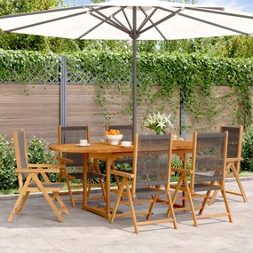 vidaXL 7 pcs conj. jantar p/ jardim polipropileno/madeira maciça cinza