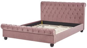 Cama de casal de água em veludo rosa 140 x 200 cm AVALLON Beliani
