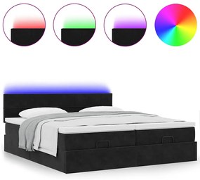 Estrutura de cama otomana com colchões 160x200 cm veludo preto