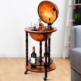 Minibar Globo Vintage Évora com Rodas – Garrafeira com Mapa Antigo – 4