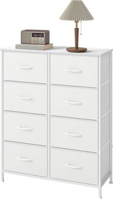Cómoda com 8 gavetas forradas a tecido 30 x 76,7 x 95,2 cm Branco