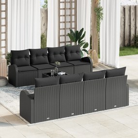 Conjunto de Sofá de Jardim vidaXL 9 Peças com Almofadas Preto de Ratta