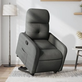 vidaXL Poltrona reclinável elevatória tecido cinzento-escuro