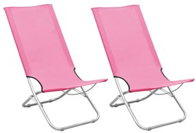 Cadeiras de praia dobráveis 2 pcs tecido rosa