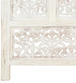 Biombo esculp. mão 4 painéis 160x165cm mangueira maciça branco