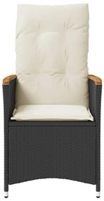 Cadeiras de jardim reclináveis c/ almofadões 2pcs vime PE preto