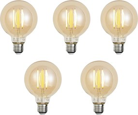 Conjunto de 5 lâmpadas LED E27 inteligentes reguláveis G95 douradas 7W 806 lm 1800-6500K