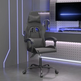 vidaXL Cadeira gaming giratória couro artificial preto