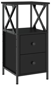 Mesas de cabeceira 2 pcs 34x35,5x70 cm derivados madeira preto