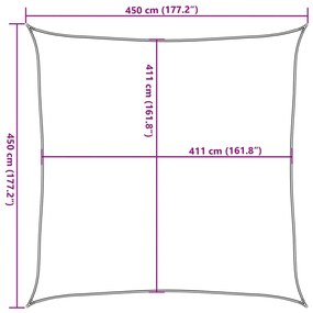 Para-sol estilo vela 4,5x4,5 m oxford 100% poliéster cor areia