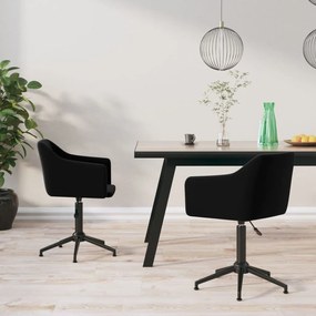 vidaXL Cadeiras de jantar giratórias 2 pcs veludo preto