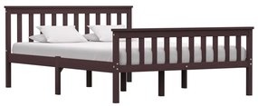 vidaXL Estrutura de cama 140x200 cm pinho maciço castanho-escuro