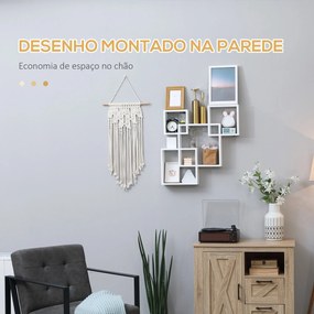 Estante de Parede com 4 Cubos Estante Flutuante de Madeira para Sala de Estar Dormitório Entrada Estúdio Estilo Moderno 65x10,2x64,5cm Branco