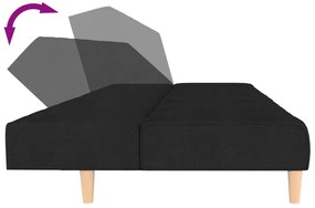 Sofá-cama de 2 lugares tecido preto