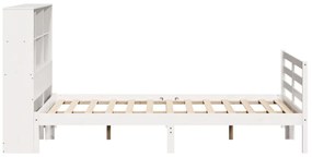 Cama com estante sem colchão 140x190 cm pinho maciço branco