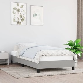 Estrutura de cama 100x200 cm tecido cinza-claro