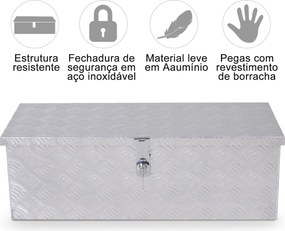 Caixa de Ferramentas em Alumínio com Tampa Abatível Pegas Laterais Gra