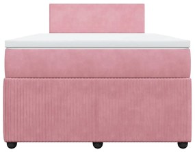 Cama boxspring com colchão 120x200 cm veludo rosa